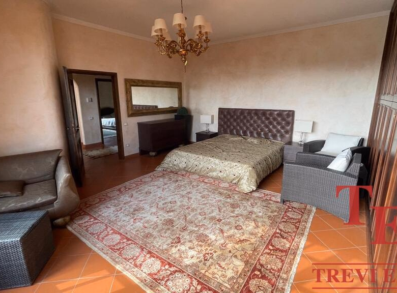 Spacious bedroom with elegant decor and classic furnishings.